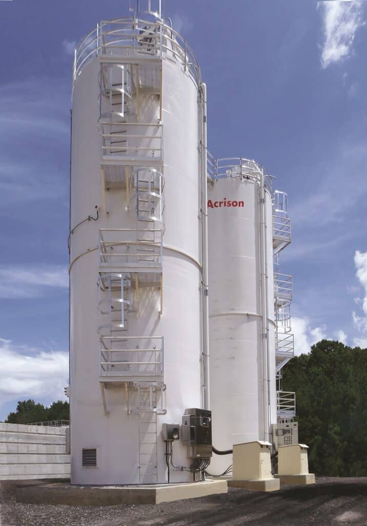 Acrison Dual Dry Bulk Chemical Storage Silos Purpose Engineered to Provide Maximum Application Flexibility